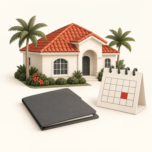 Illustration of a completed roofing project and assessment paperwork