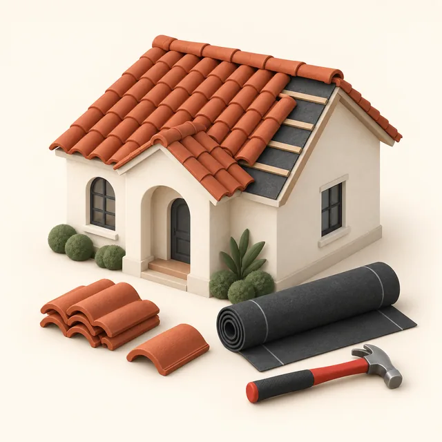Illustration of roof installation after project approval