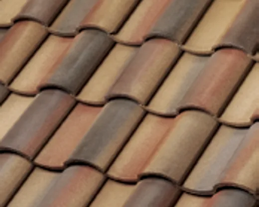 Official Westlake manufacturer image showing Barcelona 900 concrete roof tile in Pinto Blend — Color Coat.