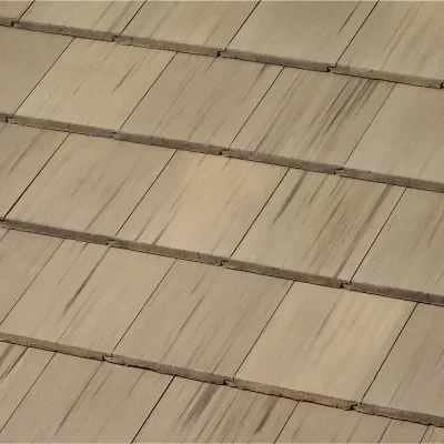 Official Westlake manufacturer image showing Saxony 900 Slate concrete roof tile in Beach Blonde Blend from the Lake Wales plant.