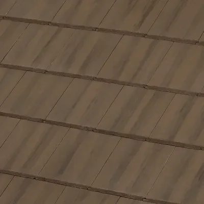Official Westlake manufacturer image showing Saxony 900 Slate concrete roof tile in Chestnut Burnt (Okeechobee) from the Okeechobee plant.