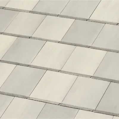 Official Westlake manufacturer image showing Saxony 900 Slate concrete roof tile in Mottled White Blend from the Lake Wales plant.