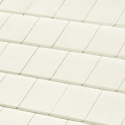 Official Westlake manufacturer image showing Saxony 900 Slate concrete roof tile in White - Color Coat from the Okeechobee plant.
